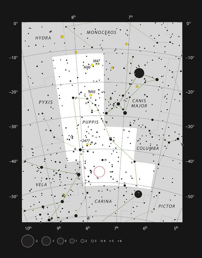 Die kometenartige Globule CG4 im Sternbild Puppis