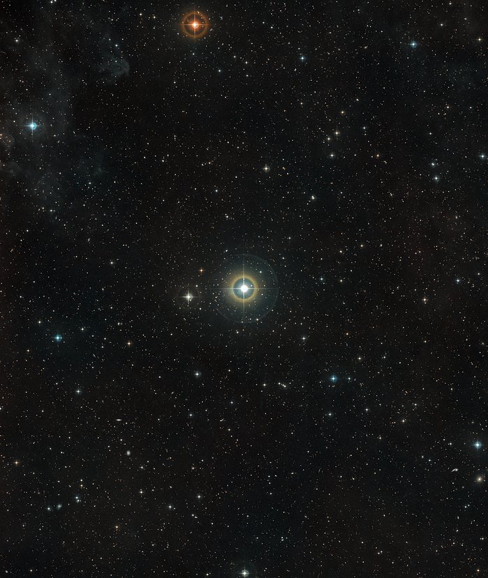 Imagem de grande angular do céu em torno da estrela 51 Pegasi