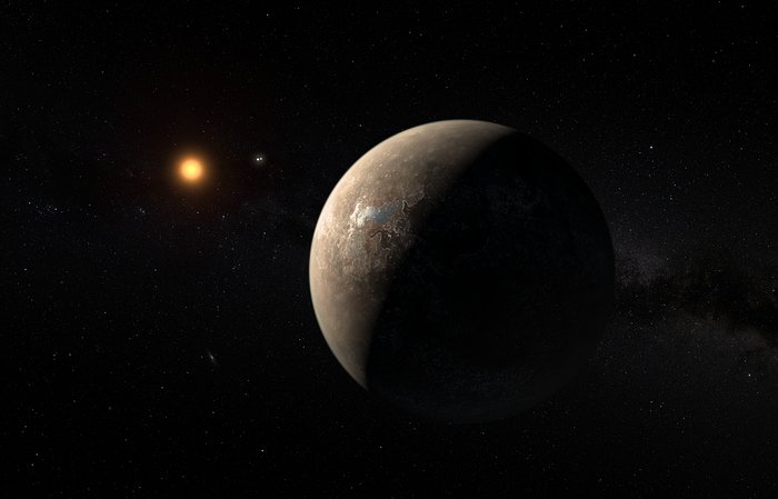 Artistieke weergave van de planeet die rond Proxima Centauri draait