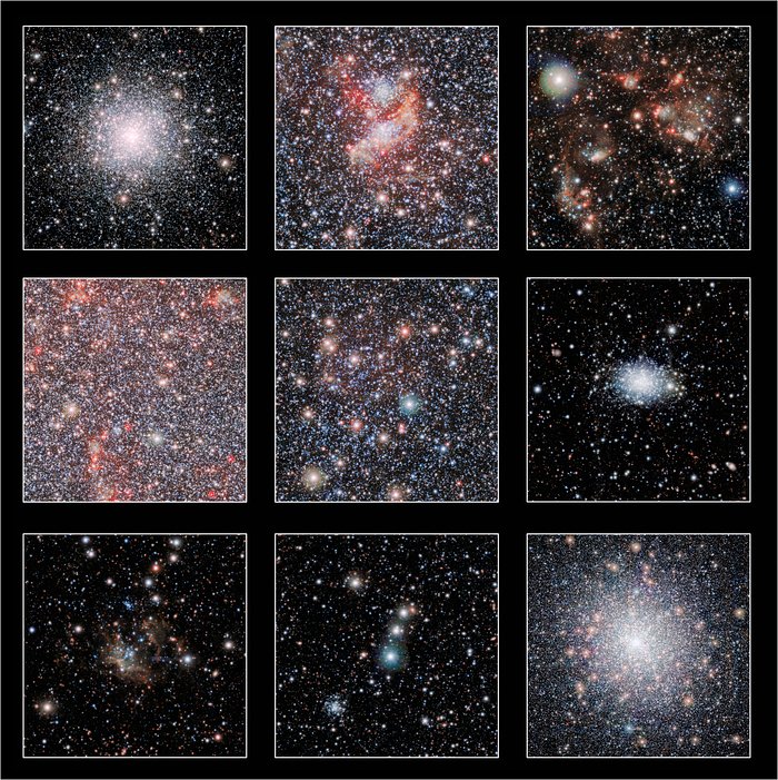 Höjdpunkter från VISTA:s bild av Lilla magellanska molnet