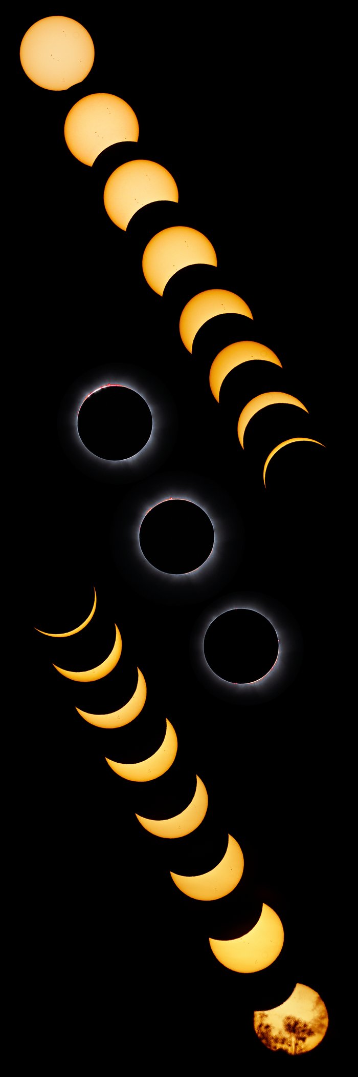 Kombinierte Ansicht der totalen Sonnenfinsternis vom 13. November 2012