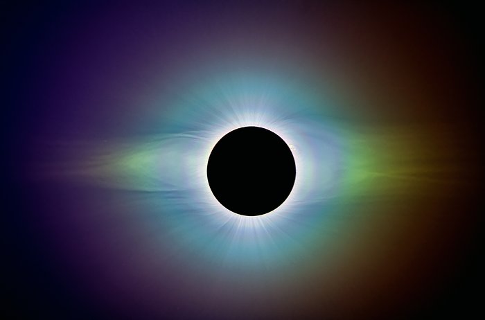 Solens korona i polariseret lys fra La Silla 2. juli 2019