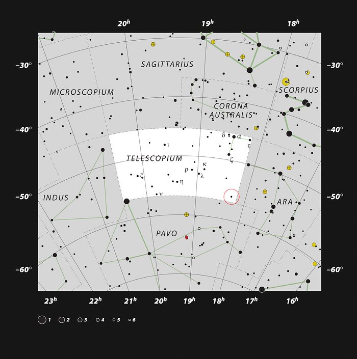 Position von HR 6819 im Sternbild Telescopium