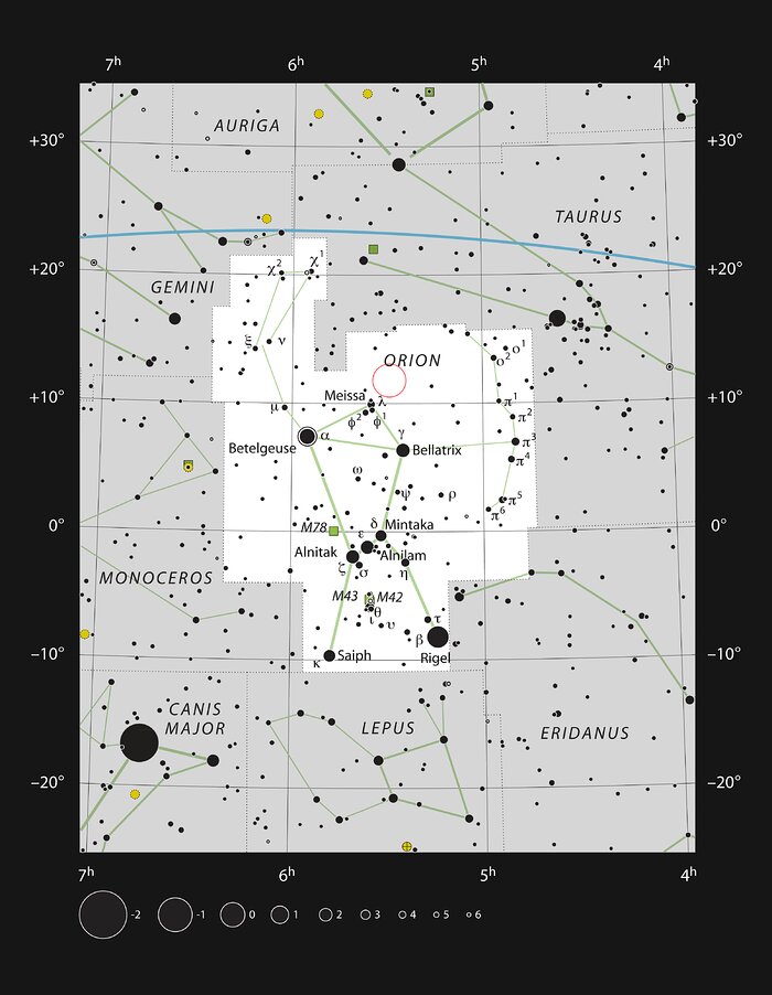 GW Orionis na constelação de Orion
