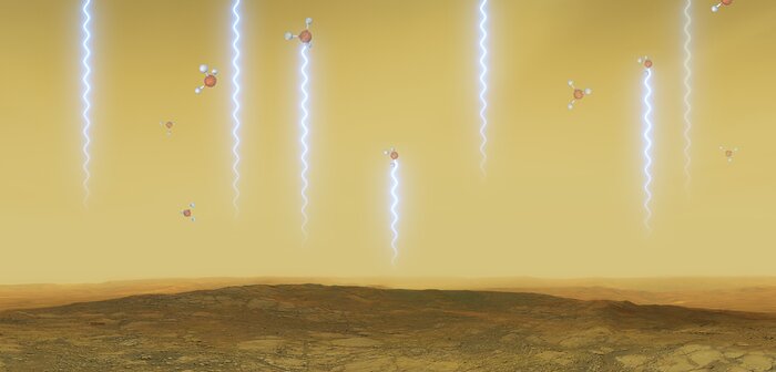 Imagem artística da superfície e atmosfera de Vénus