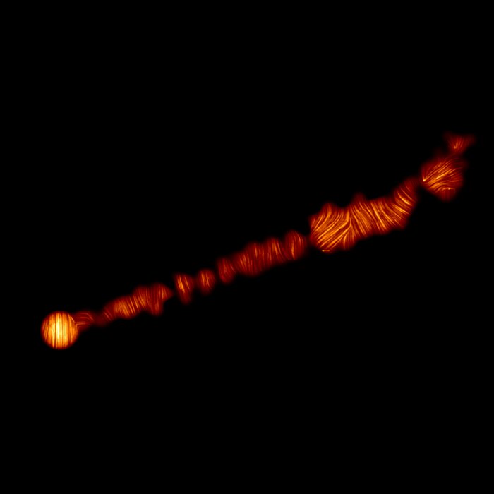 Imagem ALMA do jato da M87 em luz polarizada