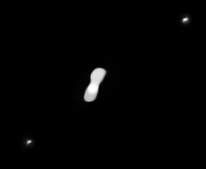 Processed SPHERE image showing the moons of Kleopatra