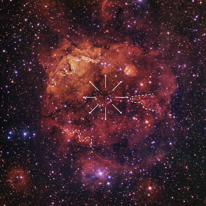 Enormes pilares nas fronteiras da nebulosa Sh2-284