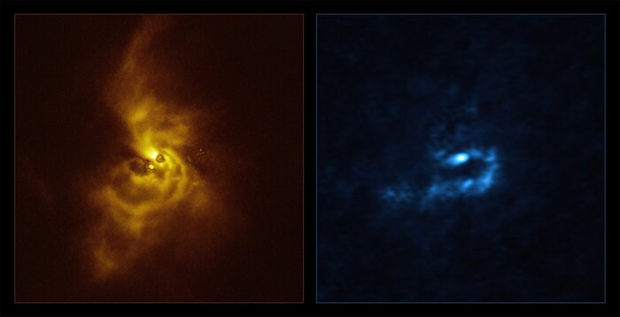 Imágenes de SPHERE y ALMA del material que orbita alrededor de V960 Mon
