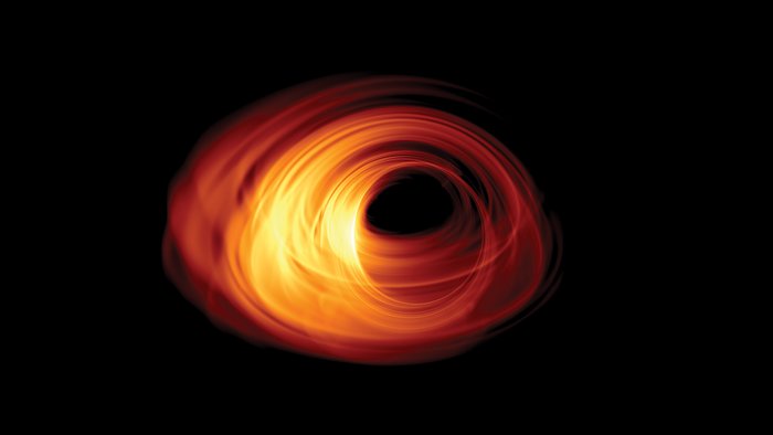 Simuliertes Bild eines akkretierenden schwarzen Lochs