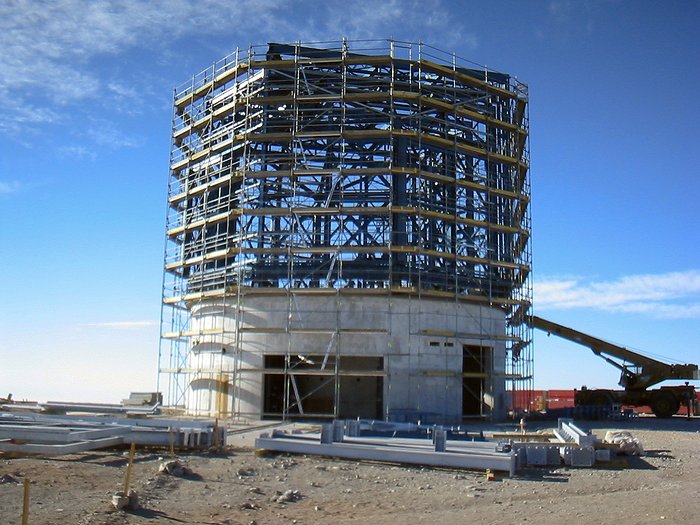 The VISTA telescope enclosure under construction