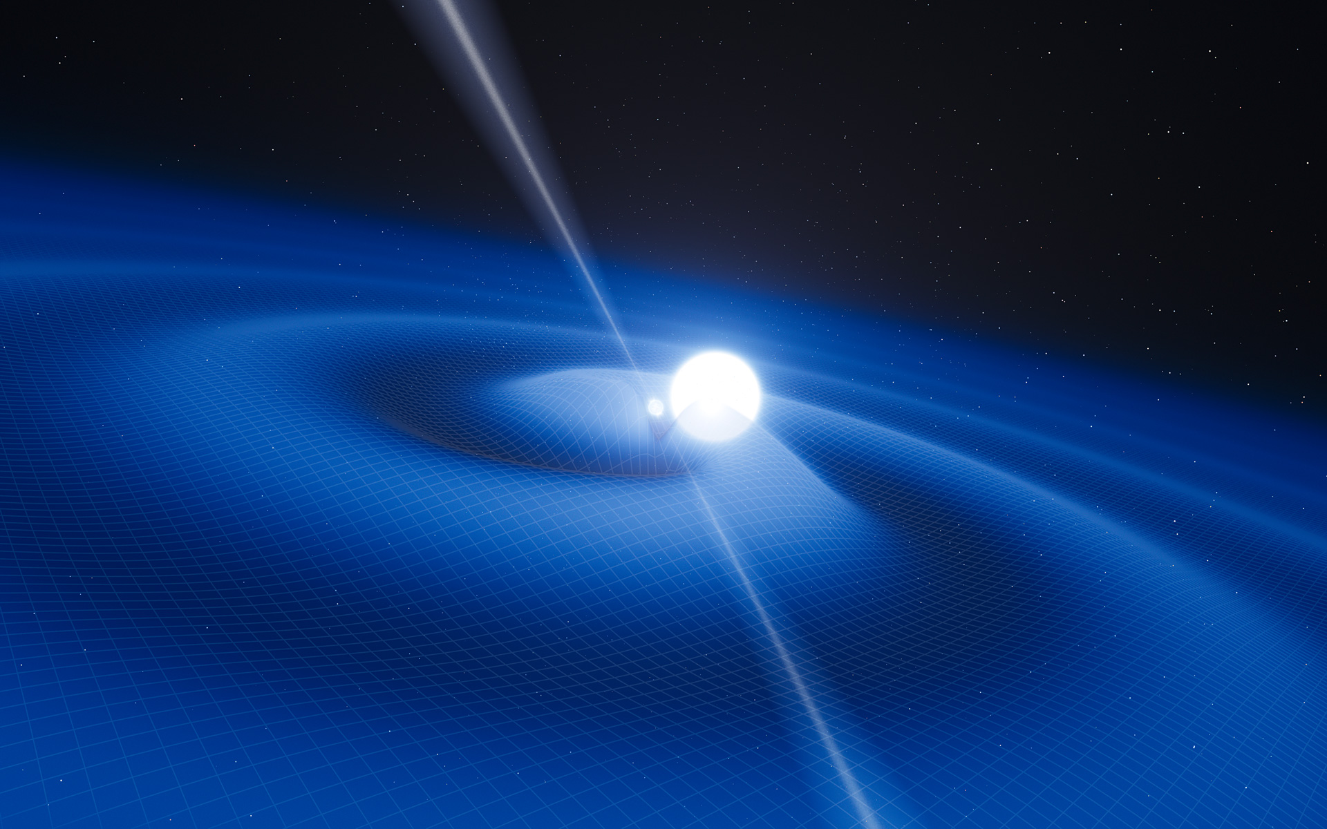 Artist’s impression of the pulsar PSR J0348+0432 and its white dwarf ...