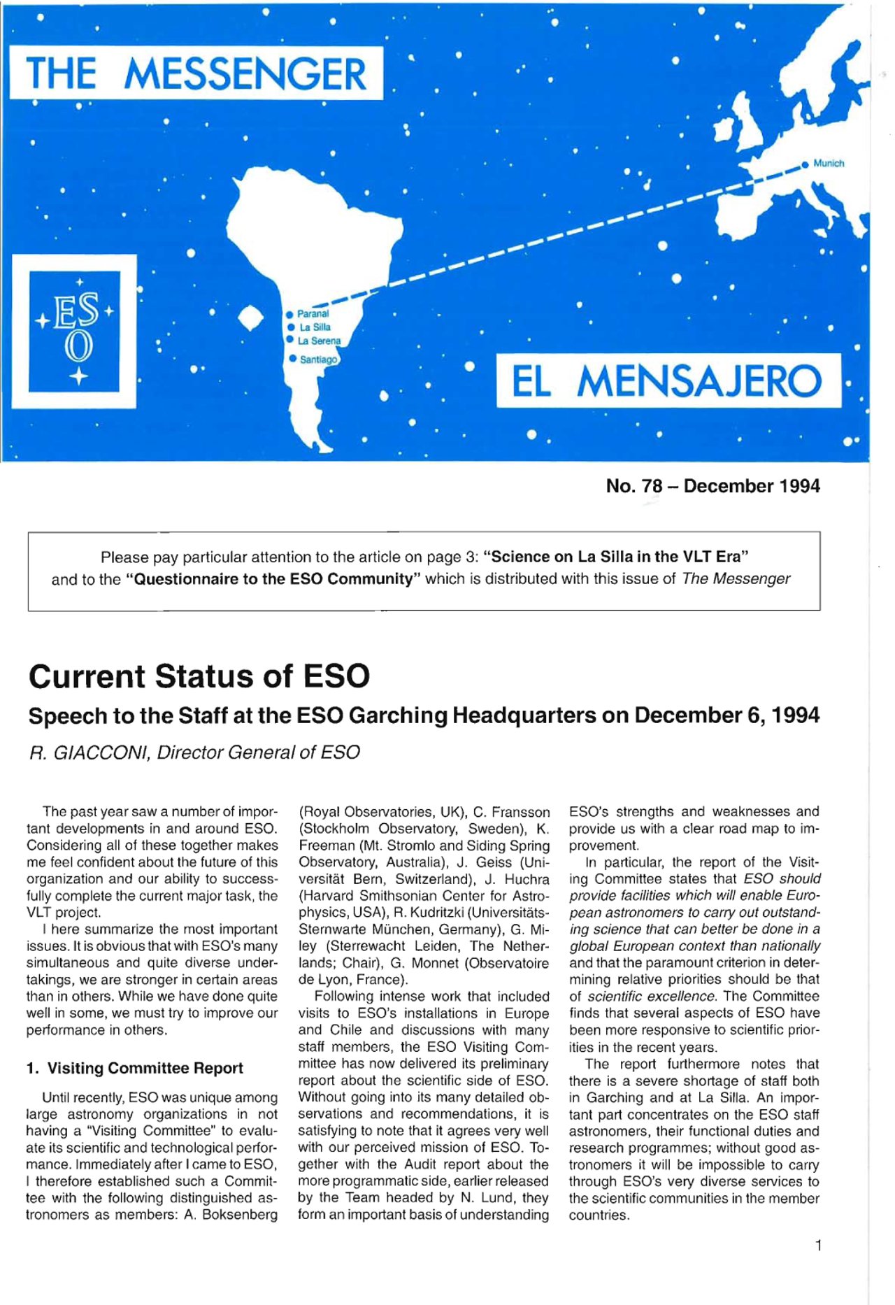 Messenger Issue 078 | ESO Belgien