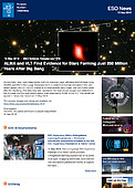 ESO — ALMA en VLT vinden bewijs voor stervorming slechts 250 miljoen jaar na de oerknal — Science Release eso1815nl-be
