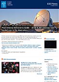 ESO Organisation Release eso1342nl-be - Laatste antenne geleverd aan ALMA — Alle 66 ALMA-antennes zijn nu overgedragen aan de sterrenwacht