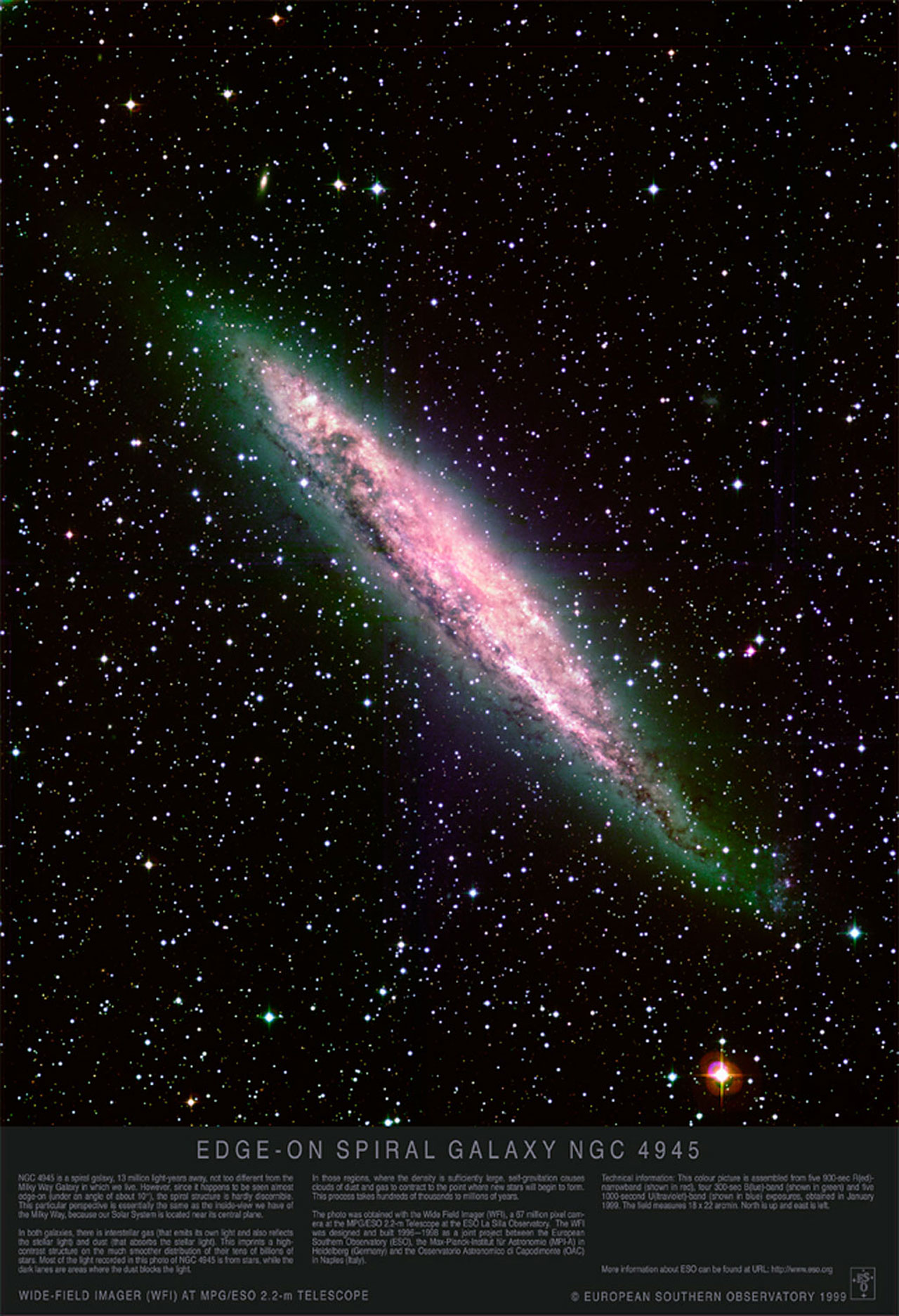 Poster: Edge-on Spiral Galaxy NGC 4945 | ESO Svizzera