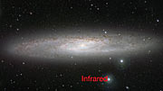 Comparación en infrarrojo y visible de la Galaxia Escultor (NGC 253)