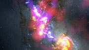 Panning across the ALMA and Hubble views of the Antennae Galaxies