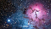 Video in dissolvenza: confronto tra le due vedute della Nebulosa Trifida in luce visibile e infrarossa.