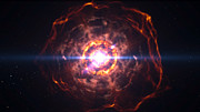 Artist’s impression of two white dwarf stars merging and creating a Type Ia supernova