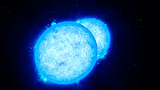 Ilustración de las estrellas del sistema binario de contacto más masivo y caliente 
