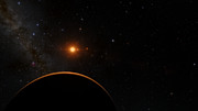 Veduta dal pianeta TRAPPIST-1f