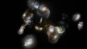 Megafusion av uråldriga galaxer (illustration)