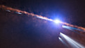 Impressão artística de exocometas em torno de Beta Pictoris