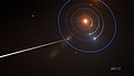 Animação do `Oumuamua a passar pelo Sistema Solar