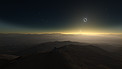 Impressão artística do eclipse total do Sol de 2 de Julho de 2019