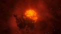Animação artística de Betelgeuse e o seu véu de poeiras