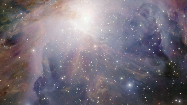 Panning across the VISTA infrared view of the Orion Nebula