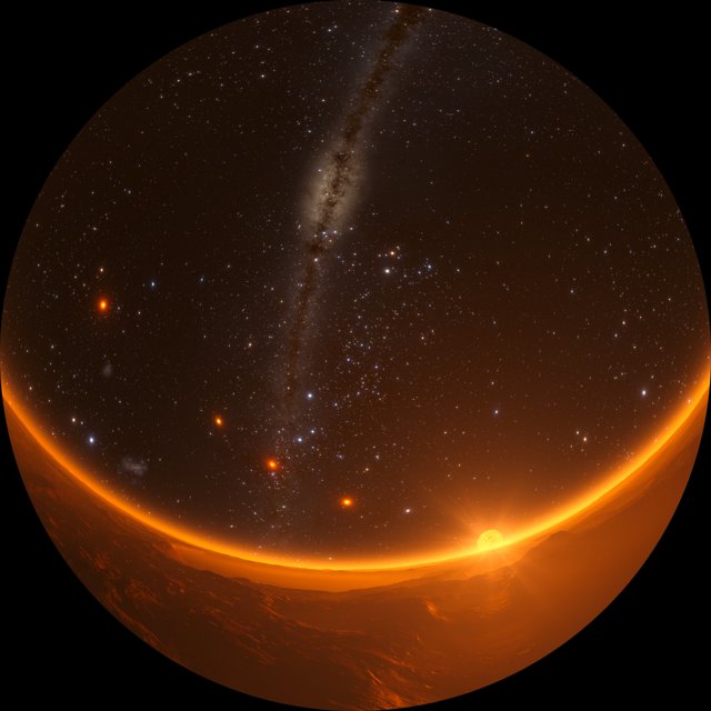 Fisheye-animatie van het TRAPPIST-1-stelsel