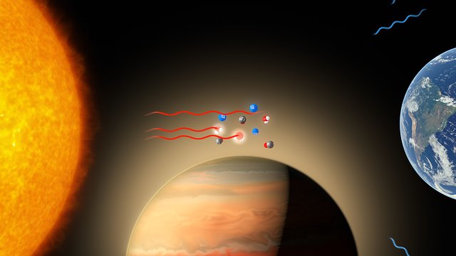 Vue d’artiste de la lumière traversant l’atmosphère de la planète extrasolaire WASP-19b