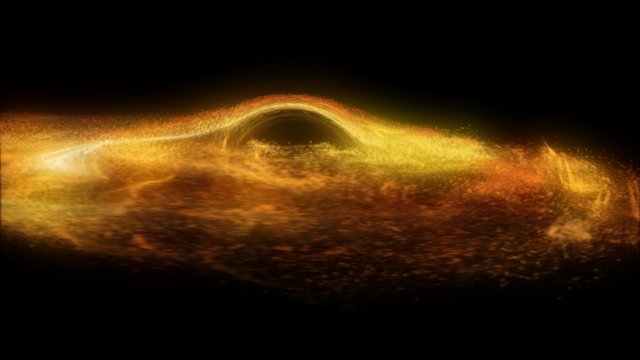 Impressão artística do buraco negro no coração da M87