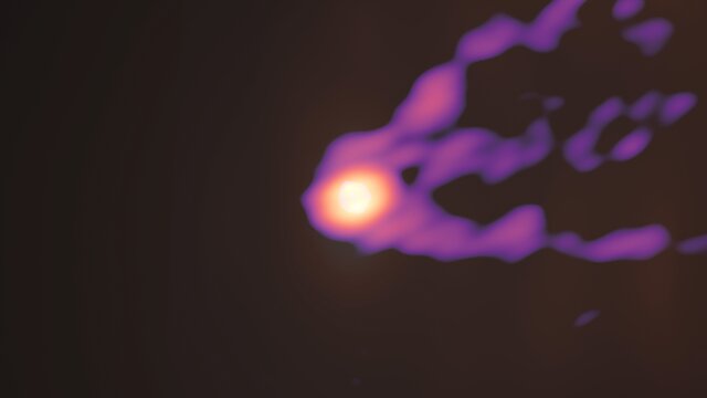 Inzoomning mot det svarta hålet och jetstrålen i Messier 87