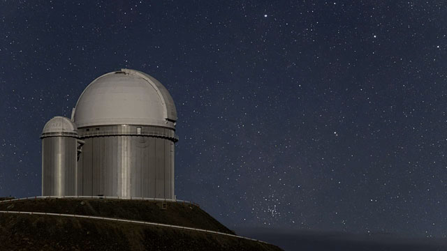 Night view of ESO 3.6-metre telescope