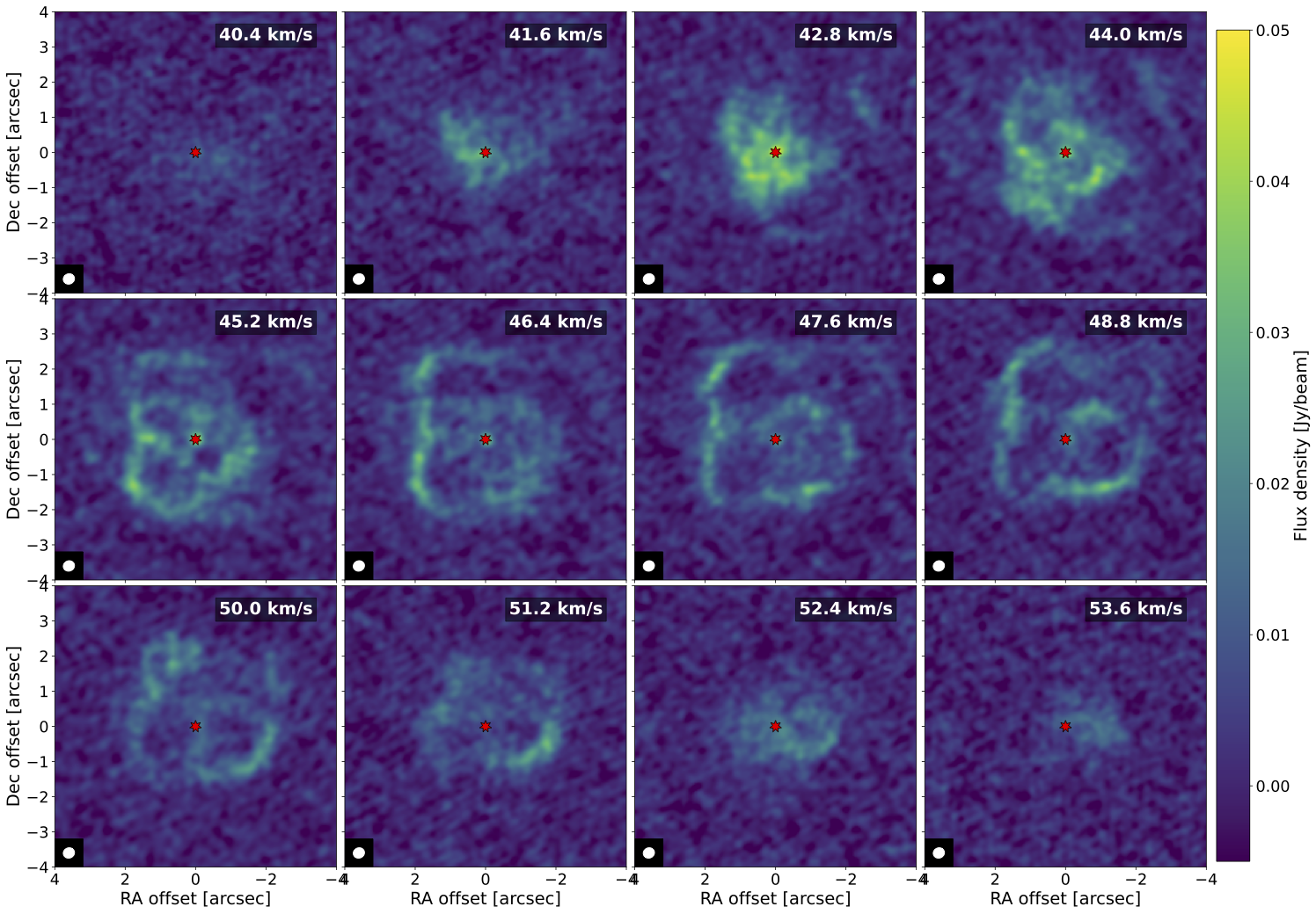 ALMA channel maps of the SO_2 line in R Aql