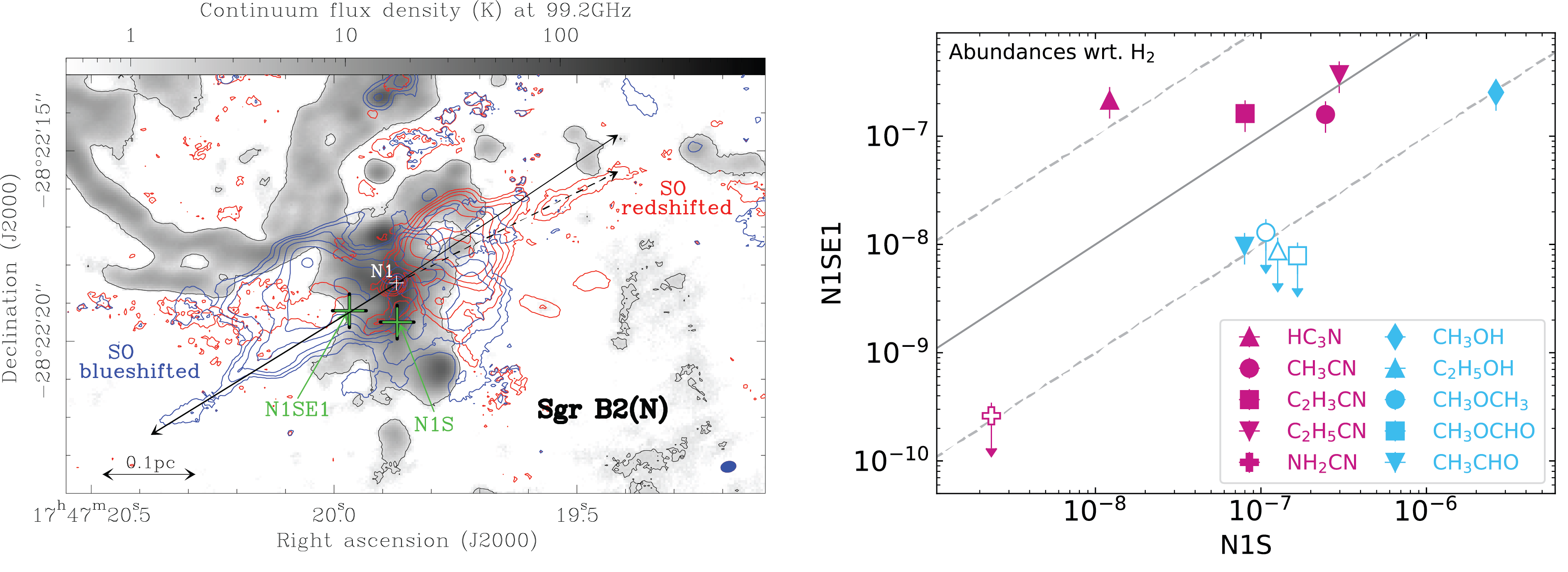 ALMA images and molecular abundances in Sgr B2(N1)