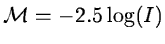 ${\cal M} = -2.5 \log(I)$