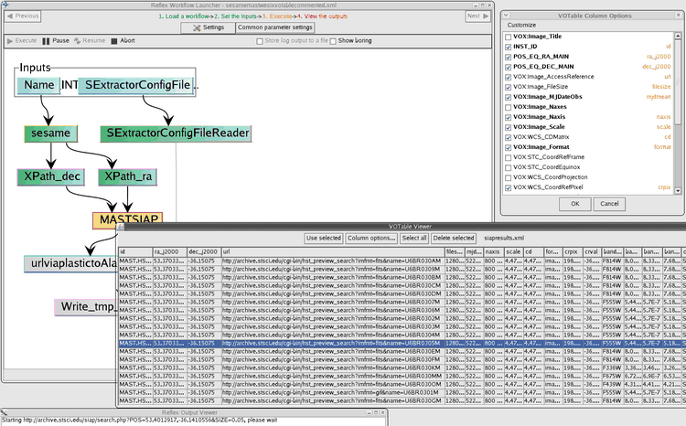 Selecting the viewable columns of the VOTableviewer